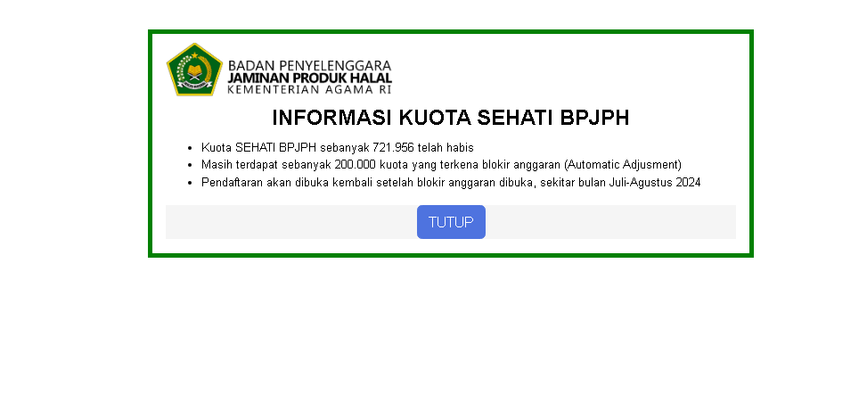 Automatic Adjusment Menjadi Alasan Ditutupnya pendaftaran sertifikat HALAL sementara